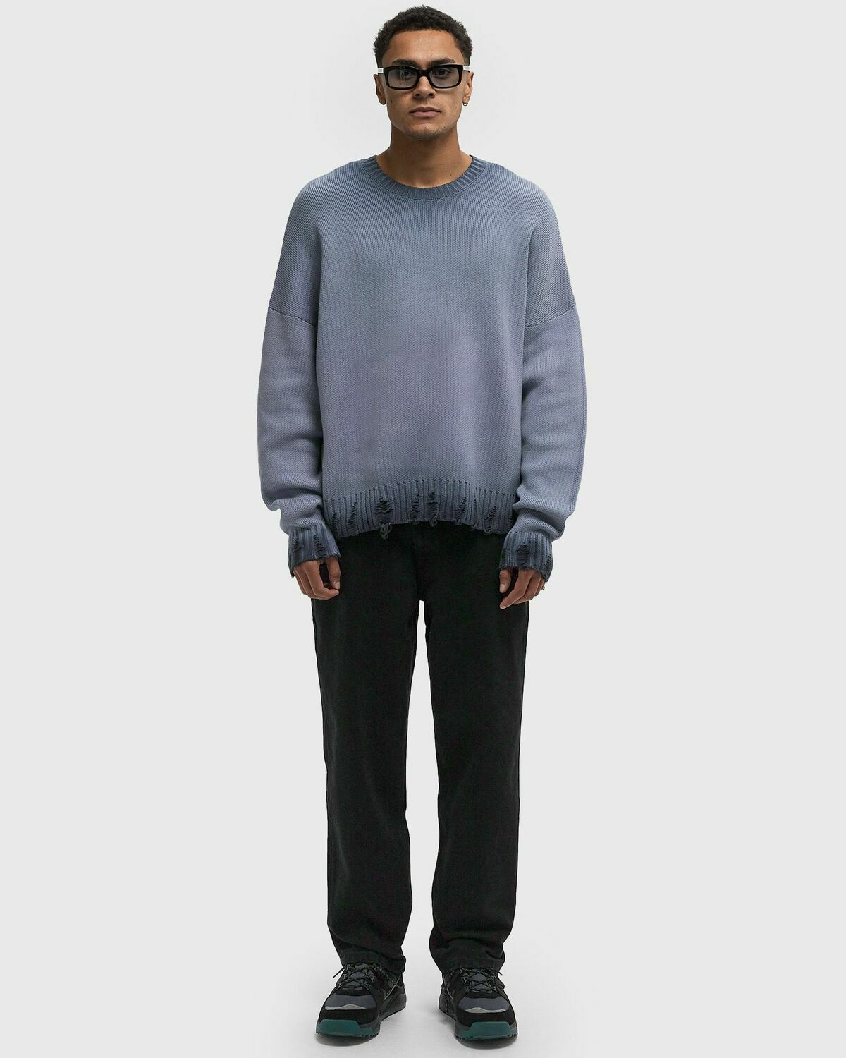 Reternity OIL WASHED KNIT SWEATER Blue Mens Pullover Reternity