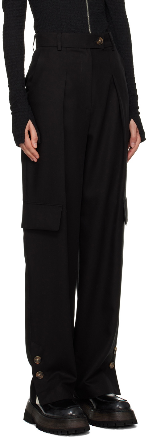 J KOO Black Pleated Trousers