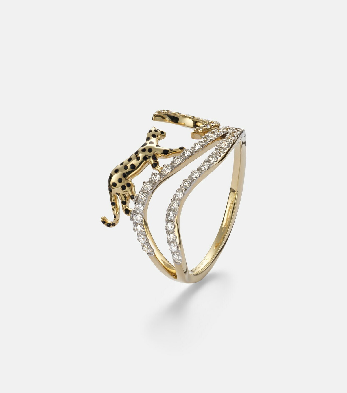 Yvonne Léon Rêves Étoilés 9kt gold and enamel ring with diamonds
