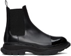 Alexander McQueen Black Shiny Toe Chelsea Boots