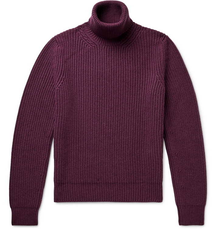 Photo: TOM FORD - Ribbed Cashmere Rollneck Sweater - Burgundy