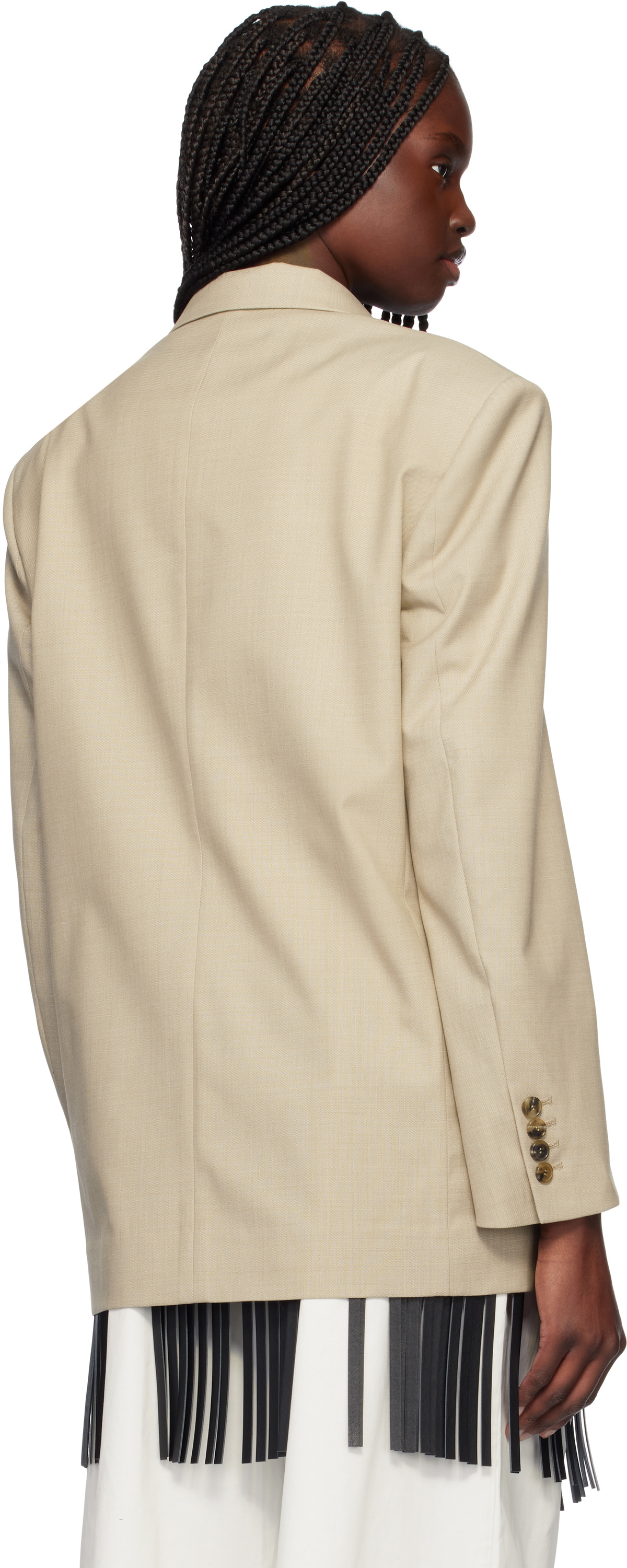 RECTO Beige Wool Blend Tailored Daddy Blazer