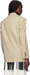 RECTO Beige Wool Blend Tailored Daddy Blazer