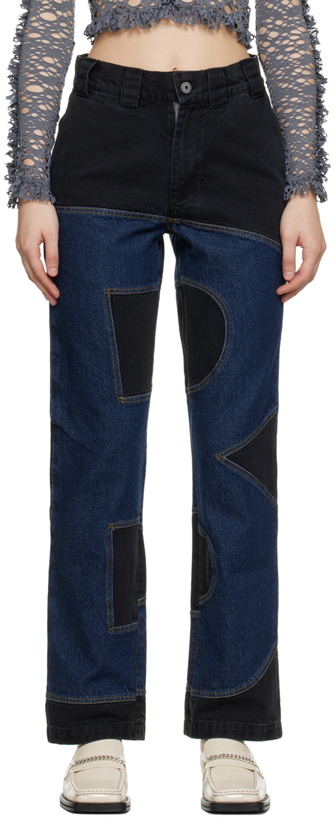 Photo: BARRAGÁN SSENSE Exclusive Blue & Black B-Bottom Panel Jeans