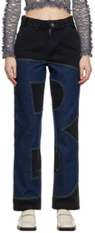 BARRAGÁN SSENSE Exclusive Blue & Black B-Bottom Panel Jeans