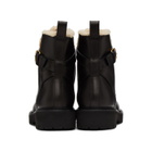 Valentino Black Valentino Garavani VLogo Shearling Combat Boots