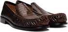 Dries Van Noten Brown Embossed Leather Loafers
