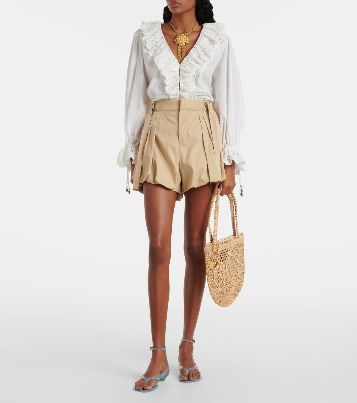 未入荷カラー☆ CHLOE Summer banana small grey tote bag Chloé Summer Banana Small raffia tote bag Chloe