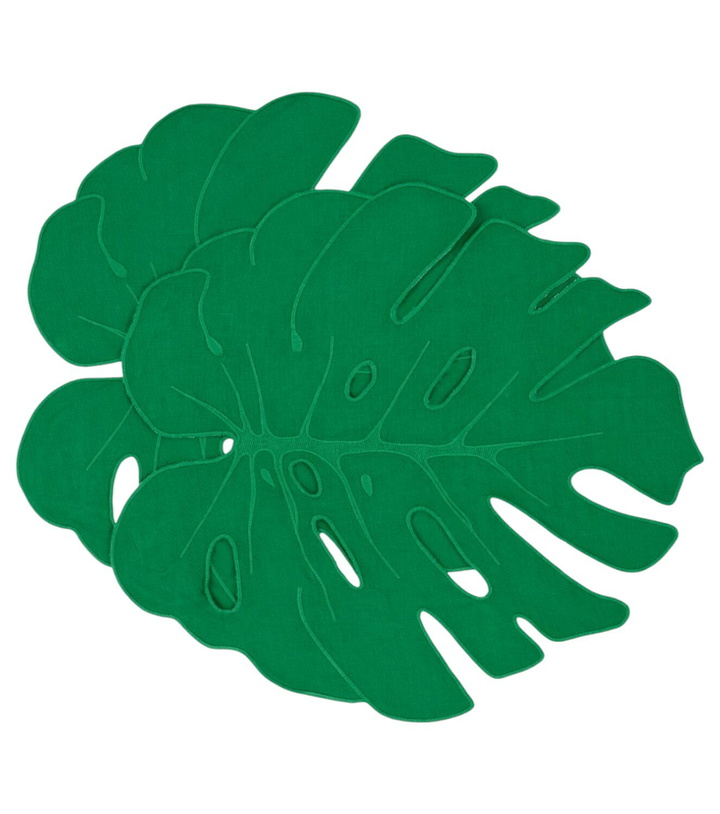 Photo: Aquazzura Casa Florida Leaf set of 2 linen placemats
