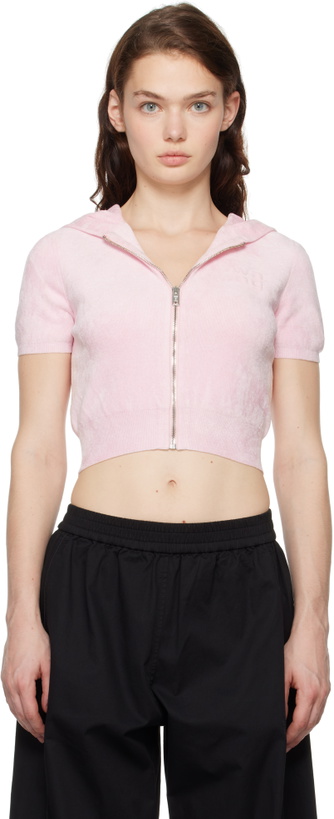 Photo: alexanderwang.t Pink Cropped Zip-Up Hoodie
