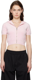 alexanderwang.t Pink Cropped Zip-Up Hoodie