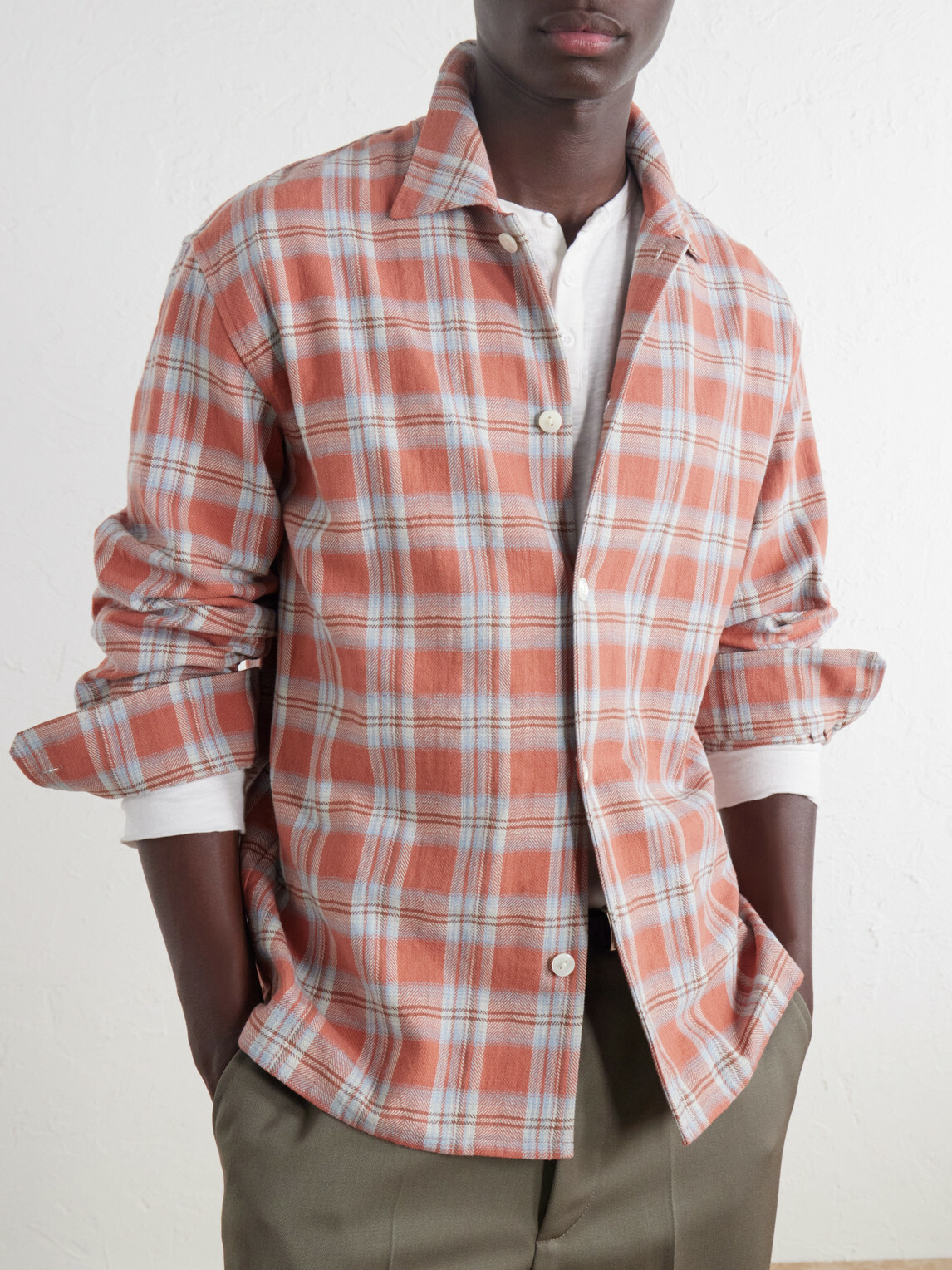 SECOND / LAYER - Checked Cotton-Flannel Shirt - Red