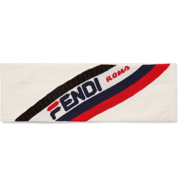 Photo: Fendi - Logo-Jacquard Wool Headband - White