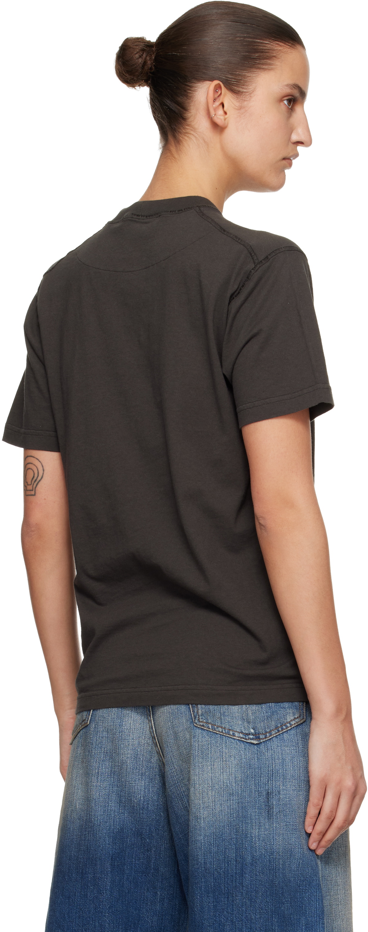 Stone Island Gray 2100026 Organic Cotton Jersey 'Fissato' Effect T-shirt