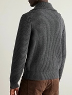 Nili Lotan - Ribbed-Knit Zip-Up Cardigan - Gray