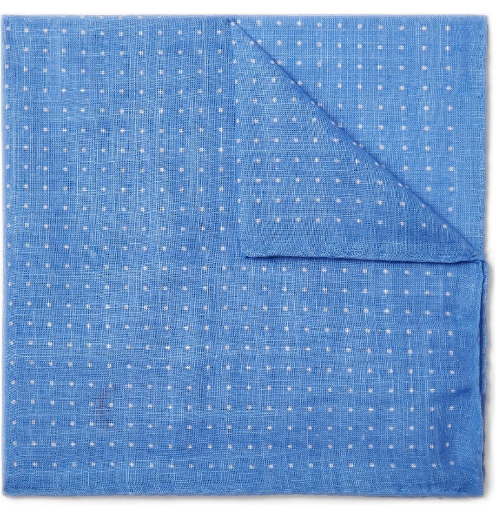 Photo: Anderson & Sheppard - Polka-Dot Cotton Pocket Square - Blue