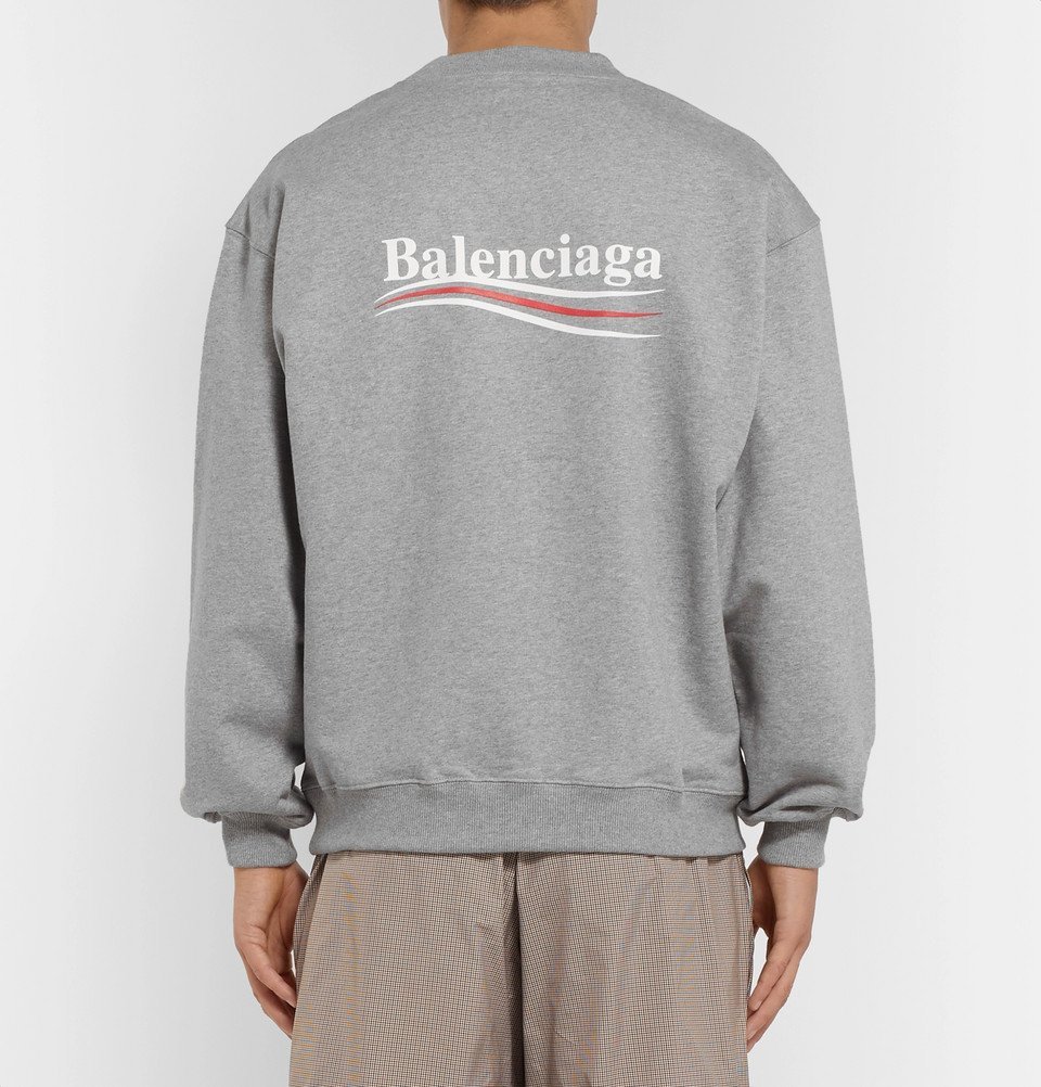 Balenciaga - Oversized Logo-Print Mélange Loopback Cotton-Jersey