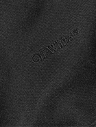 Off-White - Oversized Logo-Embroidered Eyelet-Embellished Cotton-Jersey Hoodie - Black