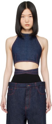 ALAÏA Blue Cross Over Denim Tank Top