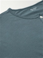 Hartford - Garment-Dyed Cotton-Jersey Henley T-Shirt - Blue