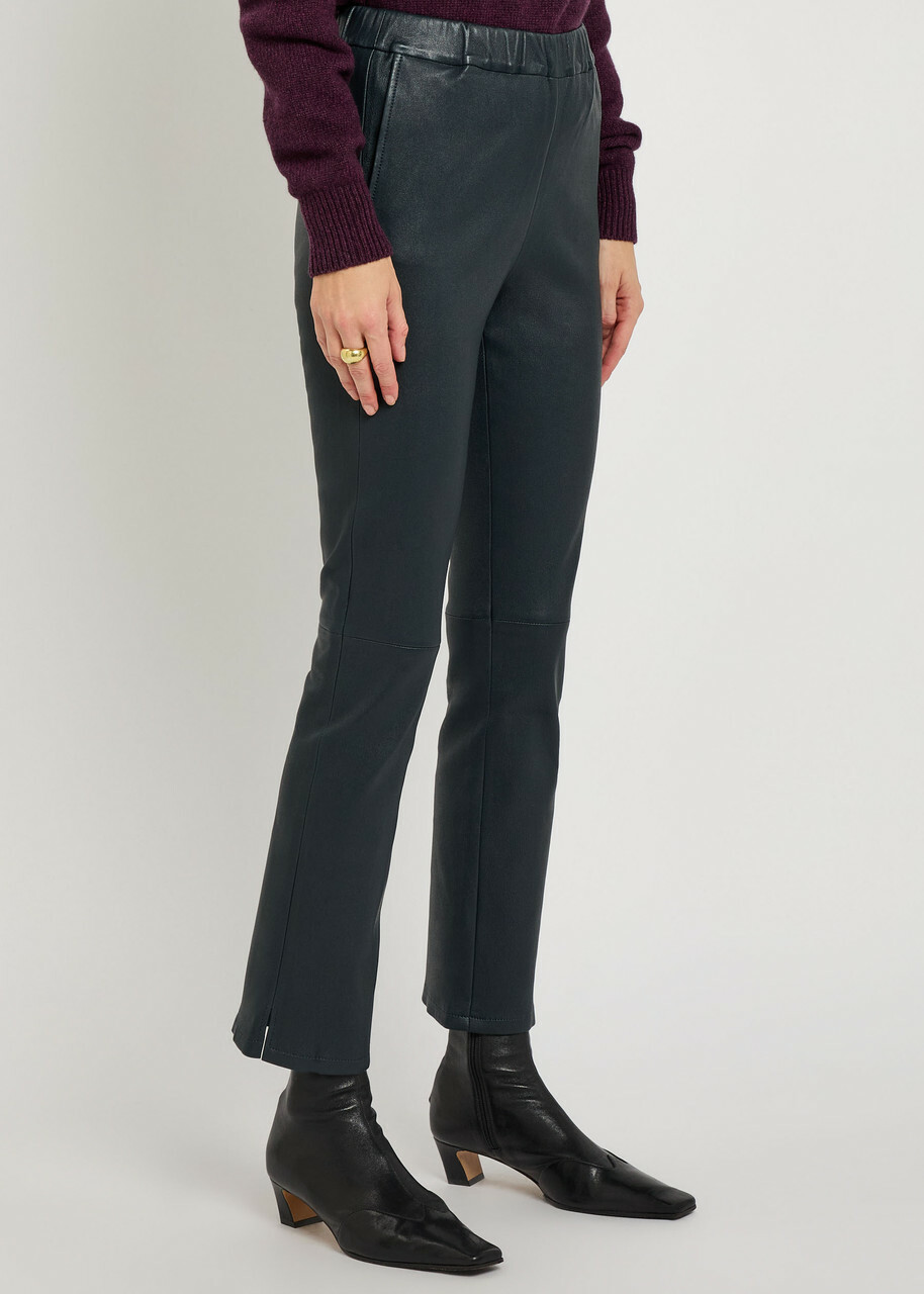 Arma Kamilla Slim-leg Leather Trousers Navy
