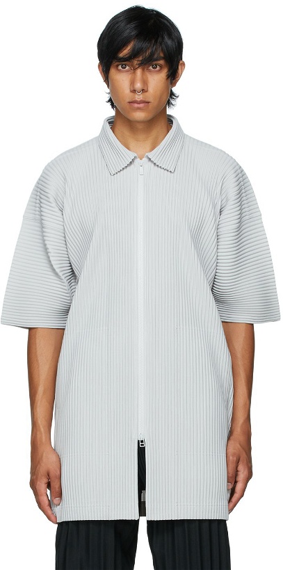 Photo: Homme Plissé Issey Miyake Grey Monthly Color June Short Sleeve Shirt