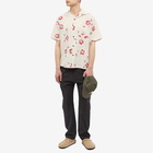 Portuguese Flannel Men's Canvas Floral Vacation Shirt in Red