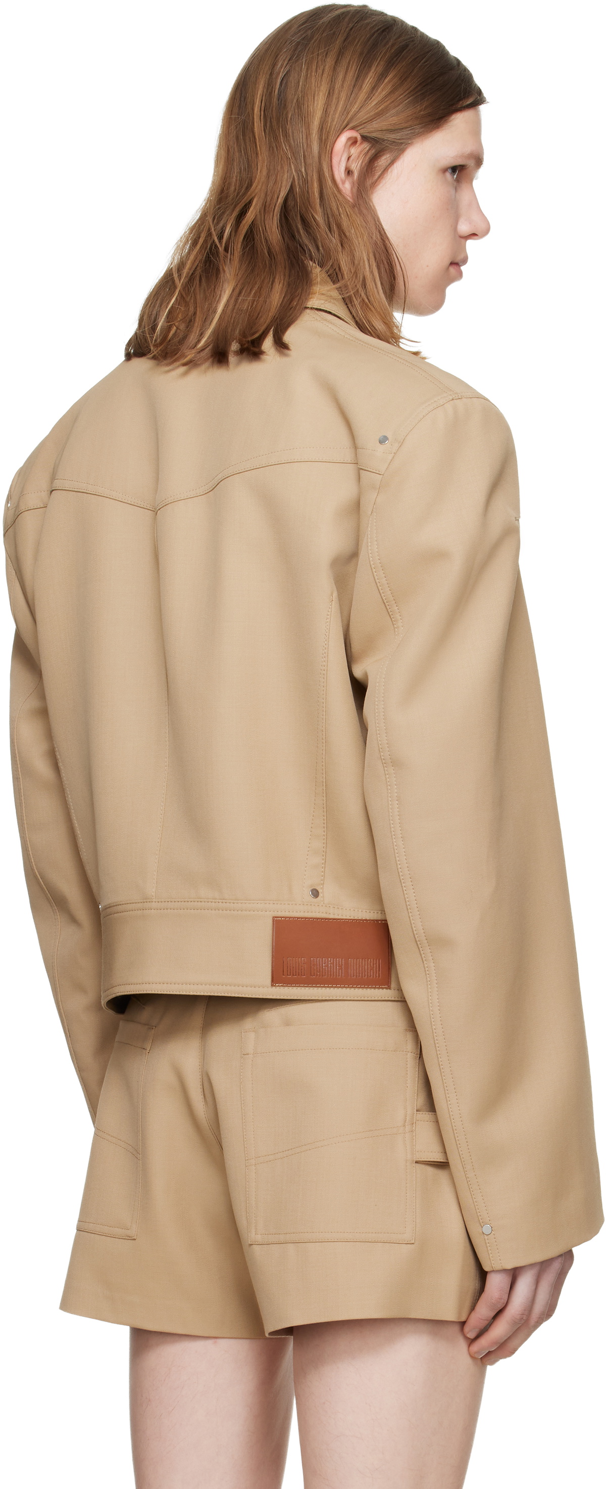 LGN Louis Gabriel Nouchi Beige Shoulder Padding Wool Zipped Jacket