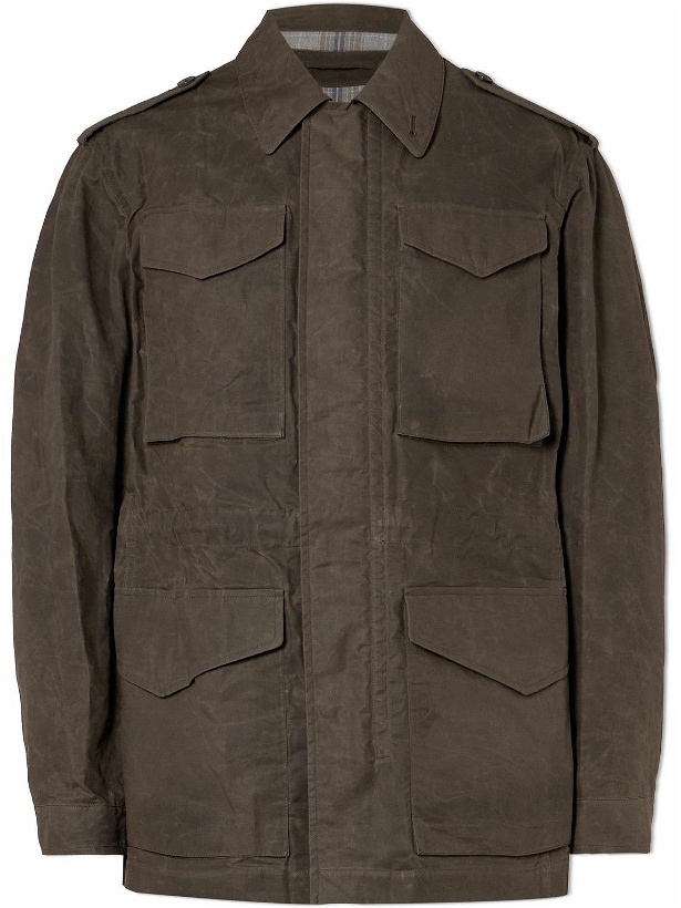 Photo: Purdey - Leather-Trimmed Cotton Field Jacket - Brown