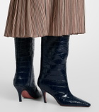 Amina Muaddi Mona croc-effect leather knee-high boots
