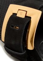 Balmain Oversized Buckle Suede Mules Black