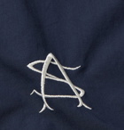 Adsum - Embroidered Cotton Hooded Half-Zip Jacket - Blue