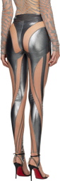 Mugler Silver Sheer Spiral Leggings