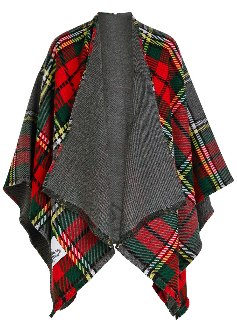 Vivienne Westwood Reversible Tartan Wool Poncho - Red - One Size