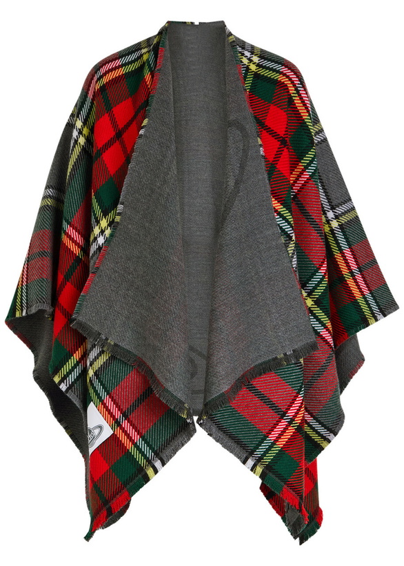 Photo: Vivienne Westwood Reversible Tartan Wool Poncho - Red - One Size