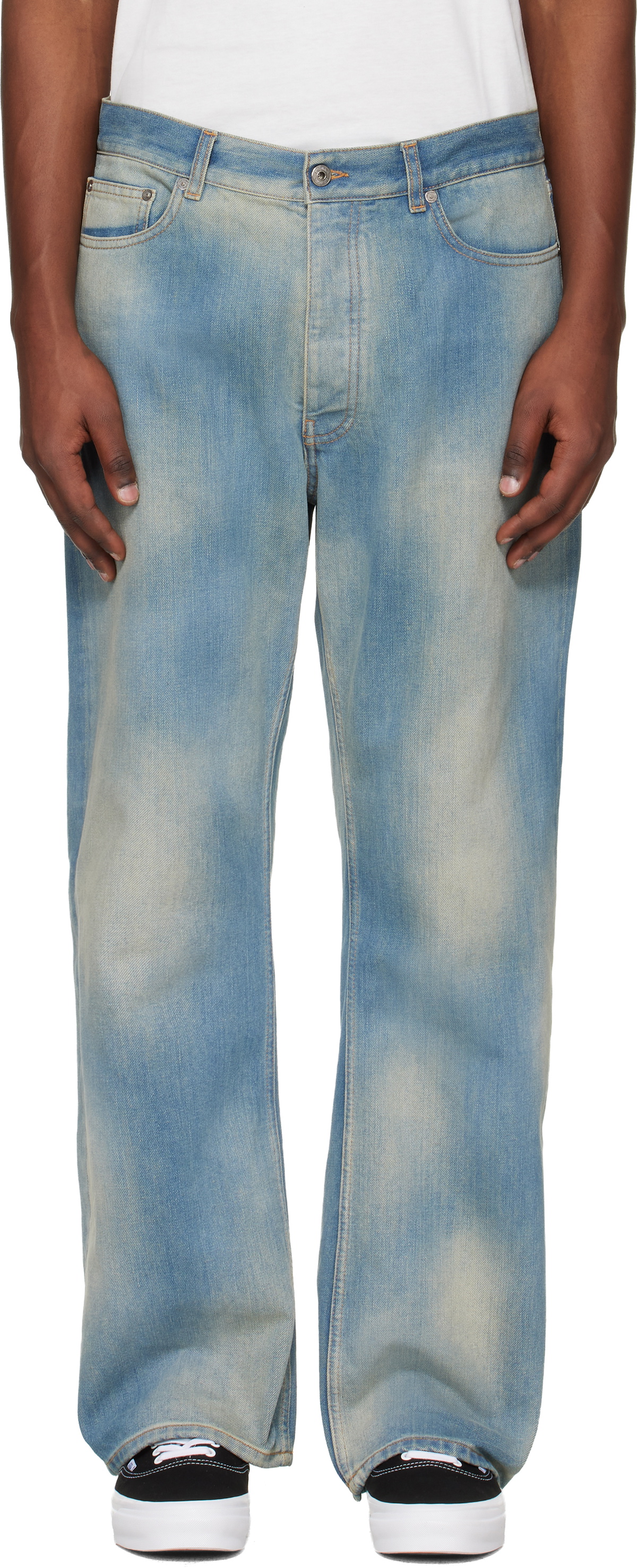 Off-White Blue Diagonal Raw Patch 90s Skate Jeans