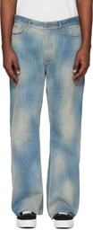 Off-White Blue Diagonal Raw Patch 90s Skate Jeans