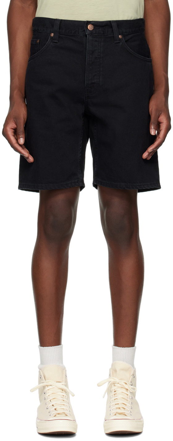 Nudie Jeans Black Seth Denim Shorts