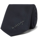 Bottega Veneta - 5.5cm Logo-Embroidered Textured-Silk Tie - Blue