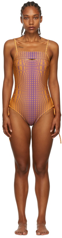 Photo: BARRAGÁN SSENSE Exclusive Orange & Purple Peeka One-Piece Swimsuit