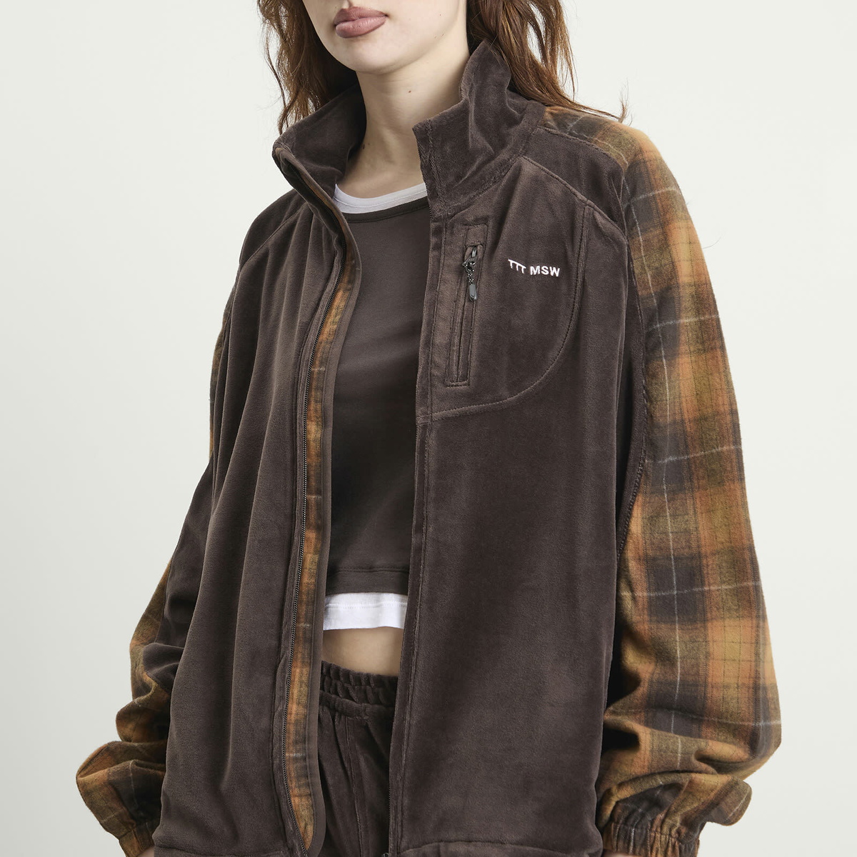TTT MSW Women's Velours Track Jacket in Brown