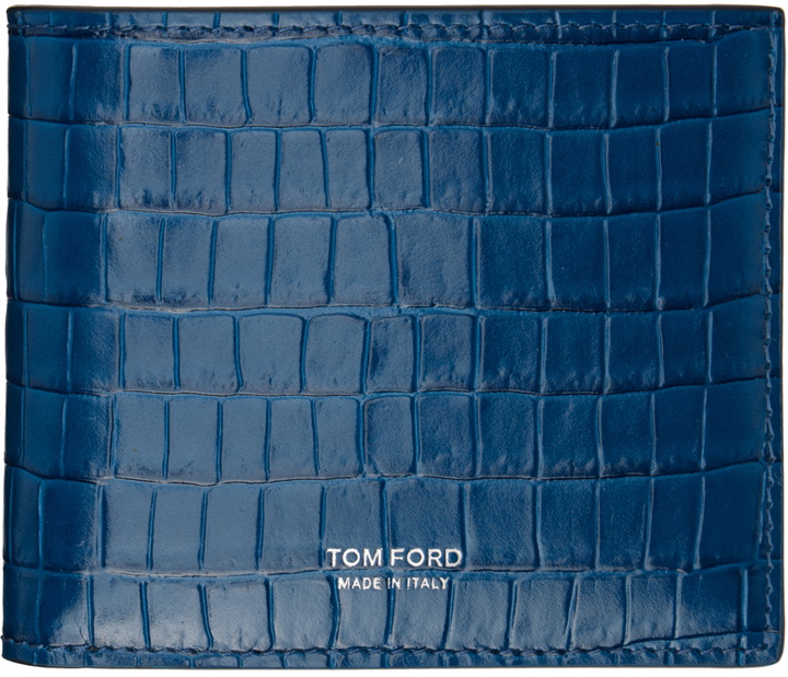 Photo: TOM FORD Blue Croc-Embossed Wallet