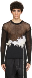 Isabel Benenato Black & White Open Knit Sweater