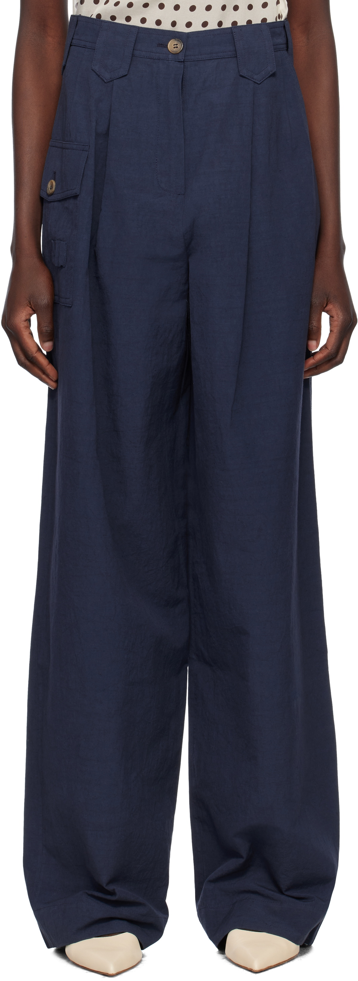 Caro Editions Navy Beatrice Trousers