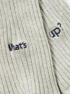 Rostersox - What's Up Embroidered Ribbed Cotton-Blend Socks