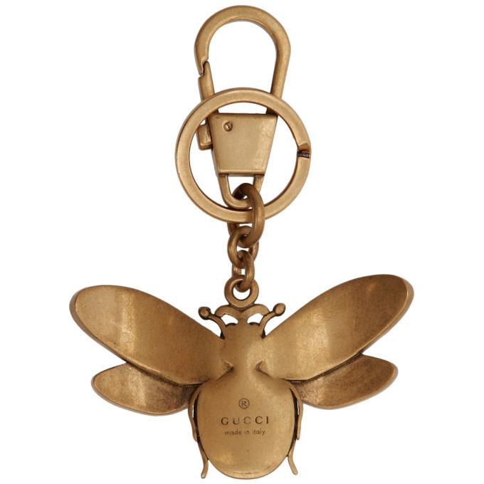 Gold Bee GG Leather Keychain