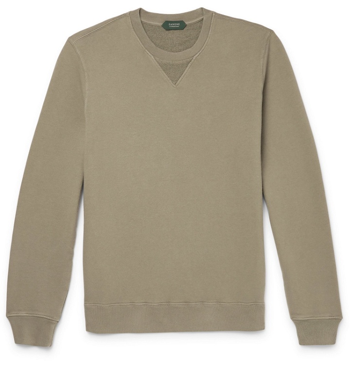 Photo: Incotex - Garment-Dyed Loopback Cotton-Jersey Sweatshirt - Green