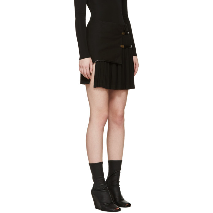 Anthony Vaccarello Black Asymmetric Plisse Miniskirt