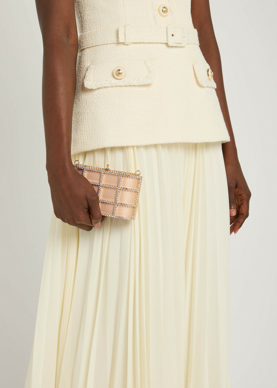 Rosantica Mini Shell Flat Crystal-embellished Satin Clutch - Gold - One Size
