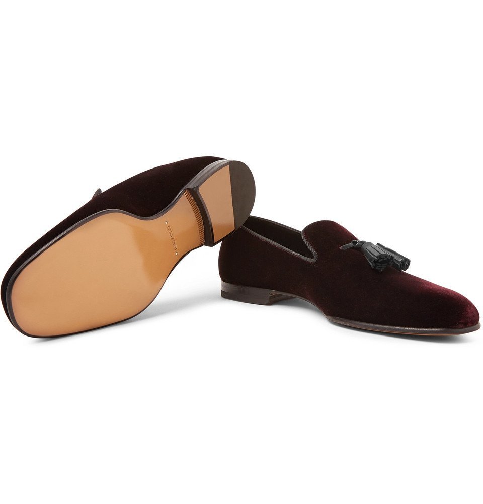 Men\'s Velvet Tom Ford William Velvet Evening Slipper Loafers with Tassels Sz 9.5 Tom Ford William Tassel Evening Loafer Velvet Purple  main image 4